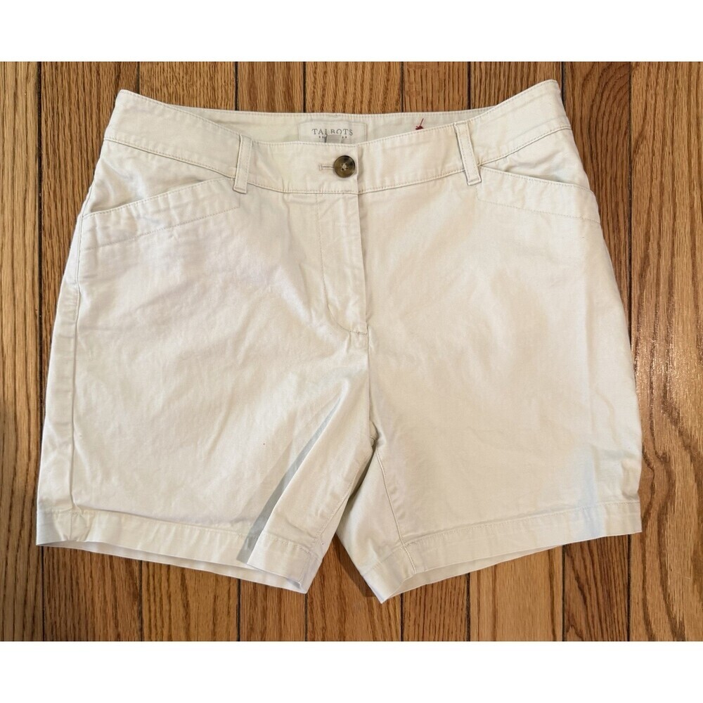 Talbots Khaki Shorts Women's Size 8 Petite Cotton Mid Rise 5.5” Inseam Coastal